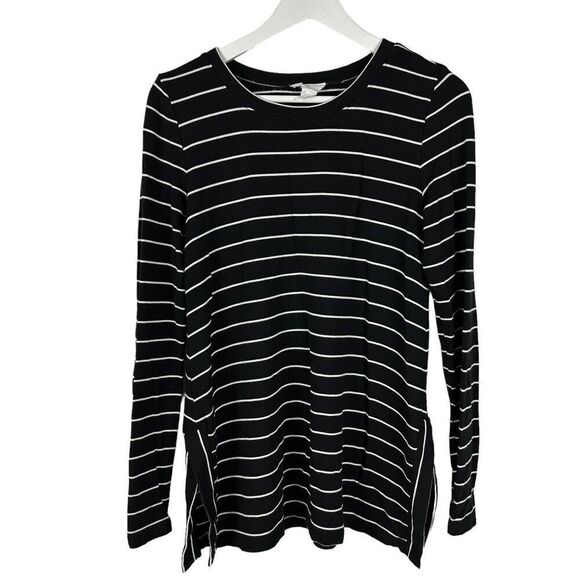 LOFT Tops - Loft Long Sleeve Striped Tunic size XS Black White
